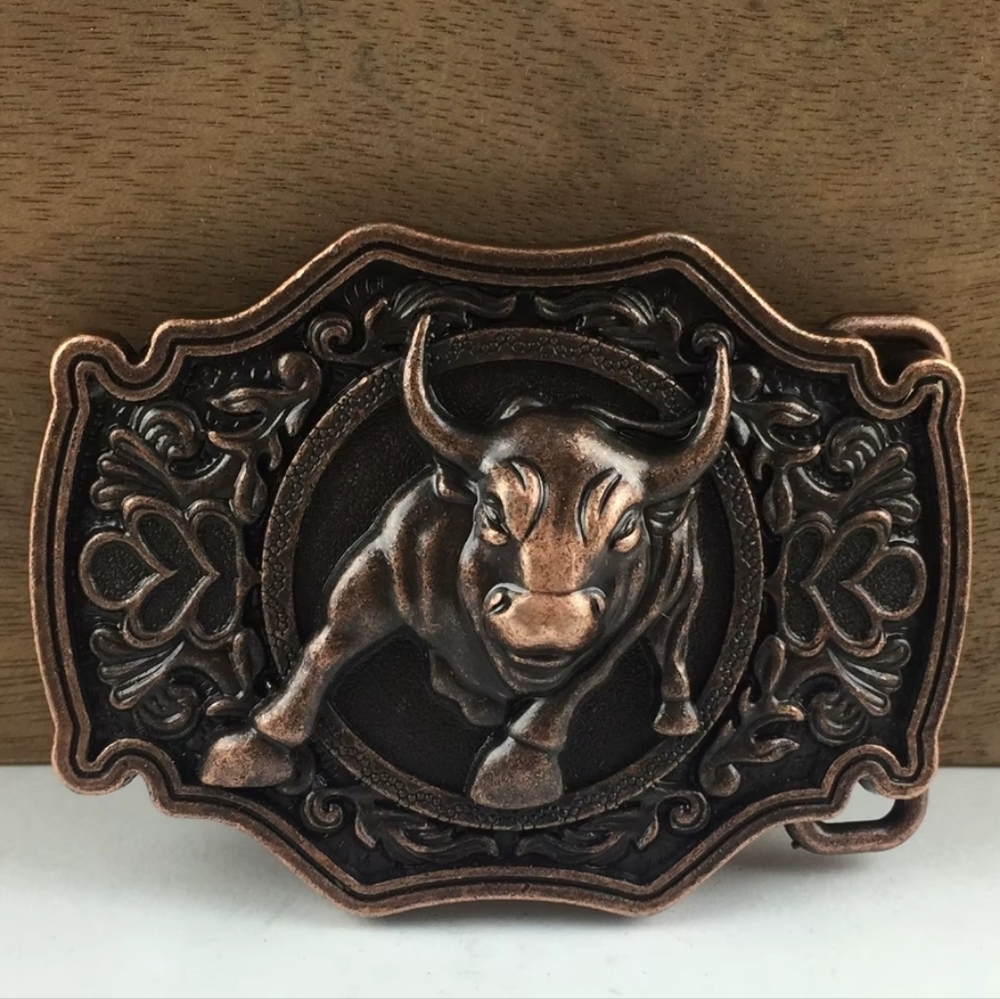 New bull steer belt buckle Copper Color Other colors available